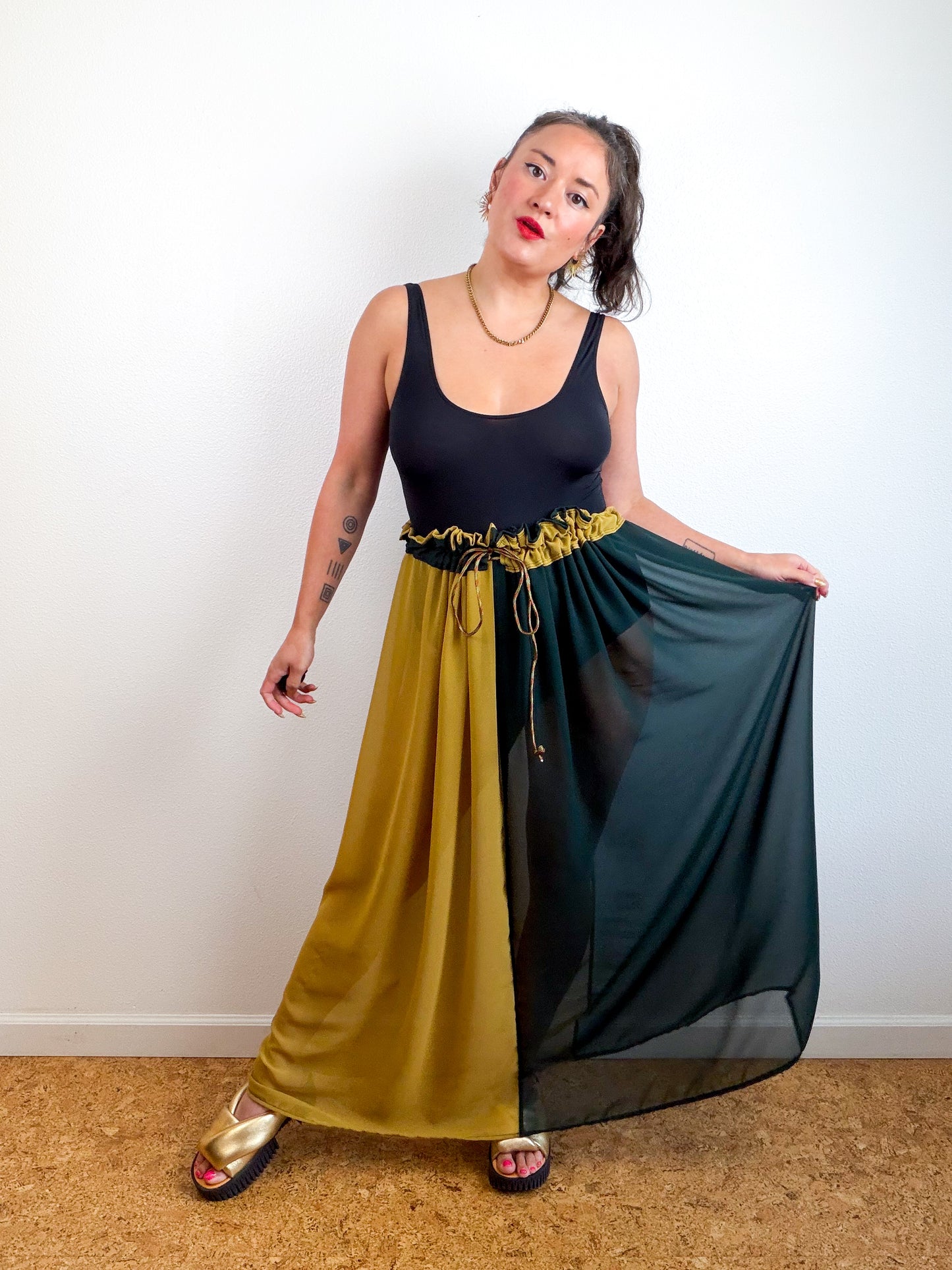 THE SKIRT Bronze Forest Reversible Chiffon