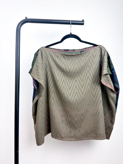 Hand-Dyed Bamboo Scrappy Crop OOAK Speckle Olive Chiffon Medium