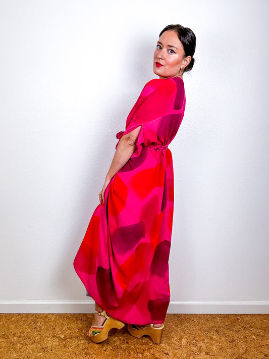 Hand-Dyed High Low Kimono OOAK Fuchsia 2