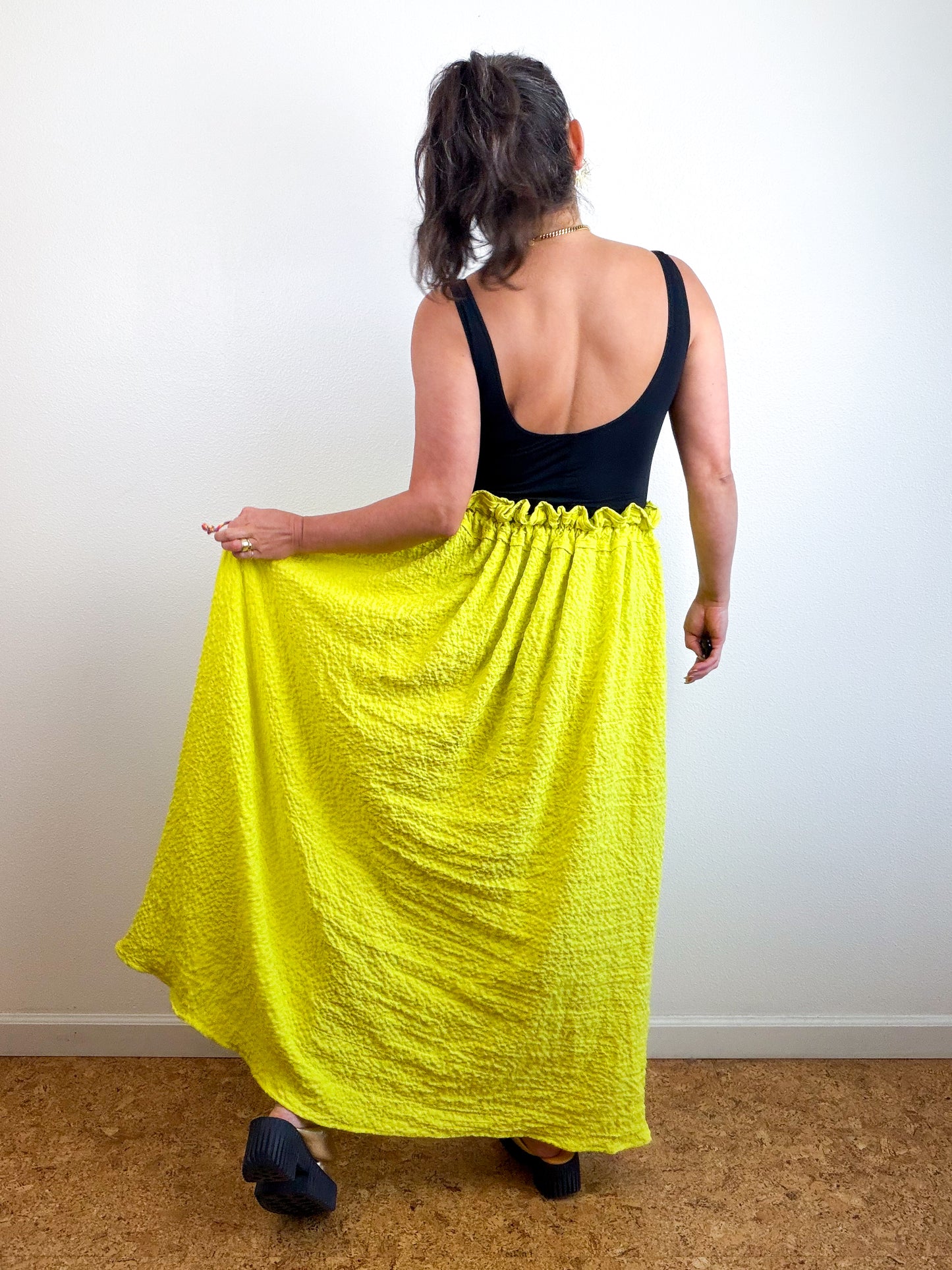 THE SKIRT Neon Yellow Bubble Cotton