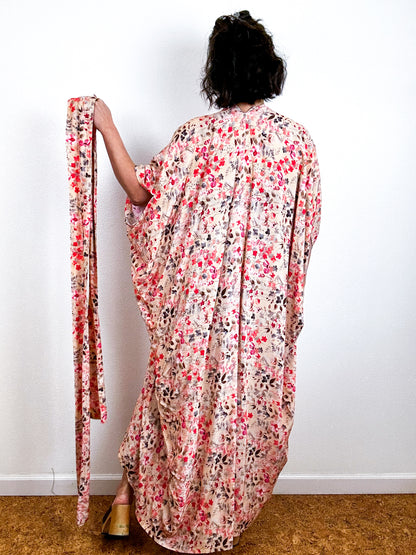 Print High Low Kimono Blush Botanical Challis