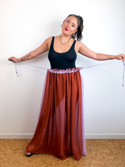 THE SKIRT Rust Lavender Reversible Chiffon