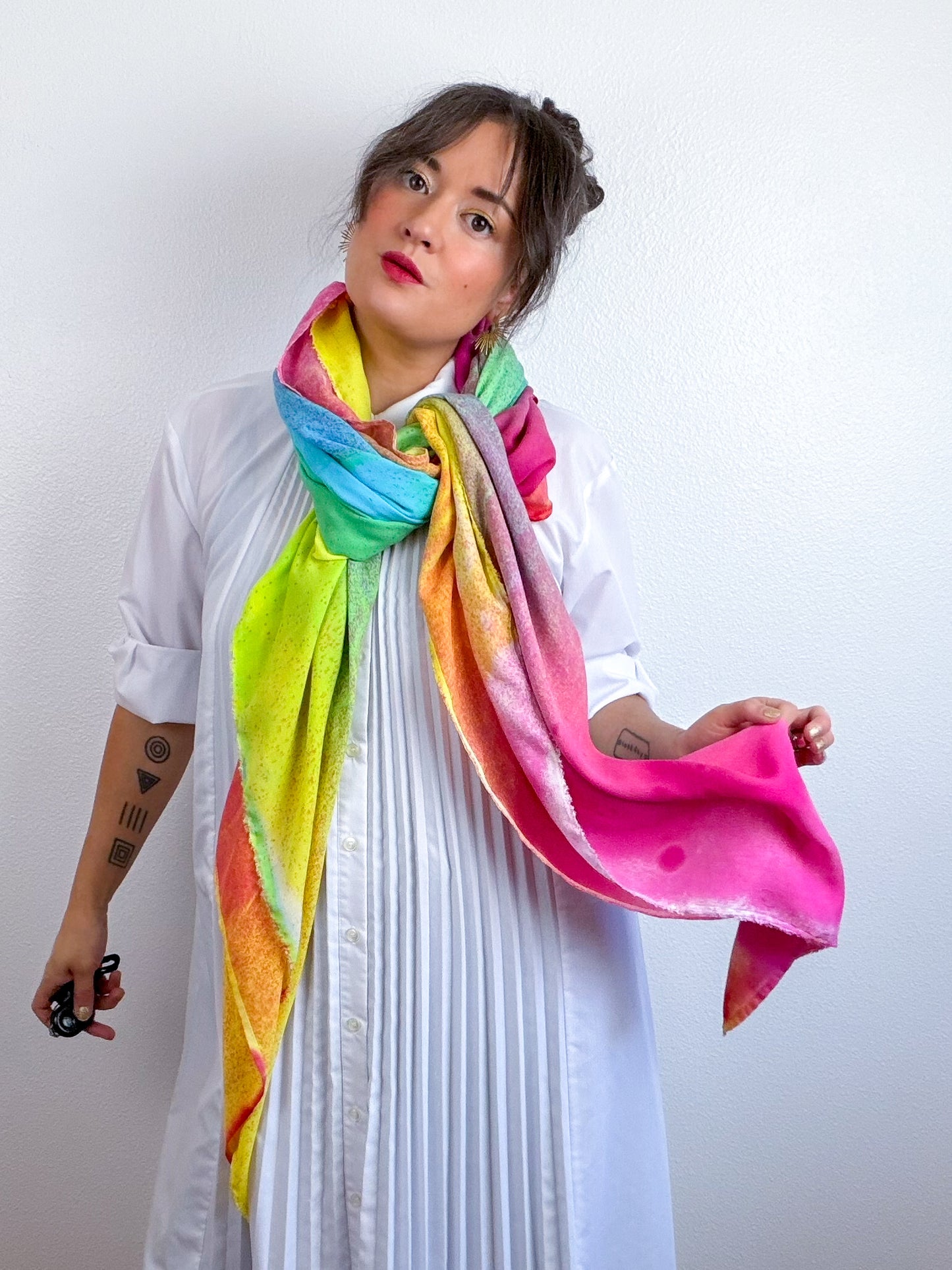 Hand-Dyed Bamboo Scarf Funfetti B