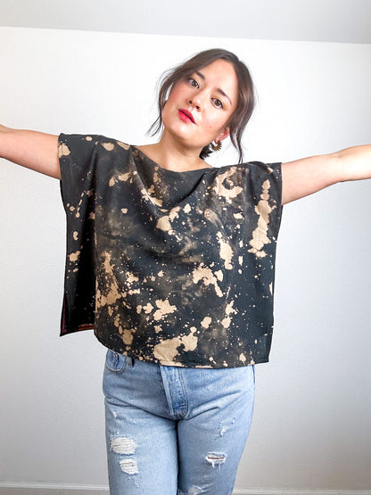 Bleach Speckle Crop Black Tan