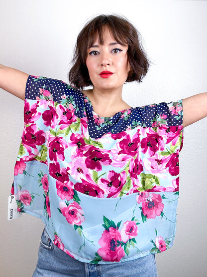 Scrappy Crop Navy Pink Floral