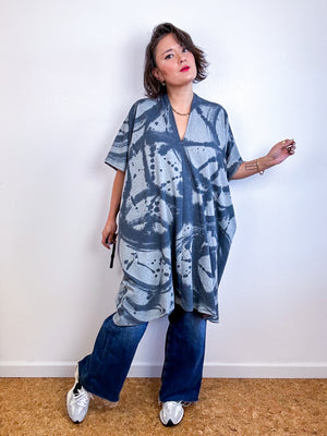 Oversized Hand-Dyed Sweatshirt Smock Dress Grey Sumi