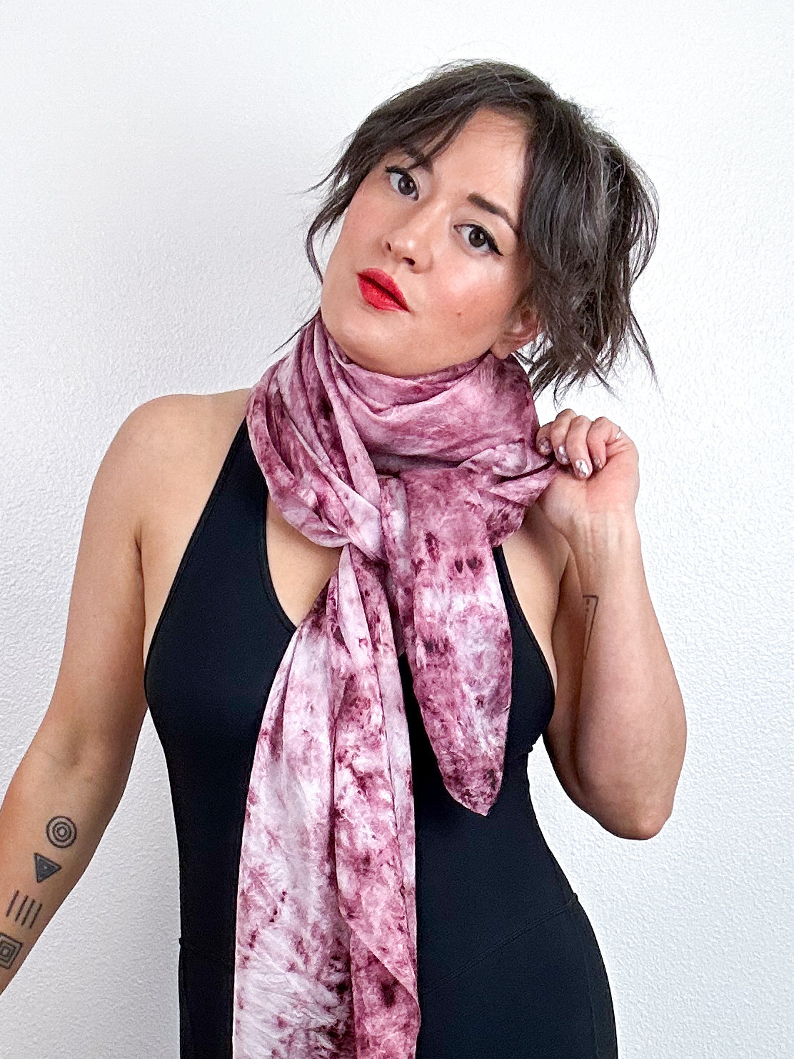 Hand-Dyed Silk Scarf Deconstructed Berry