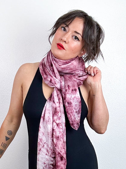 Hand-Dyed Silk Scarf Deconstructed Berry