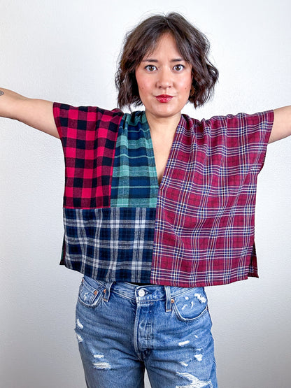 Scrappy V Crop Plaid Flannel Mix 1