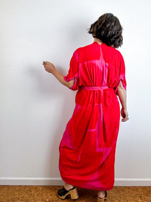Hand-Dyed High Low Kimono Fushia Red Arc
