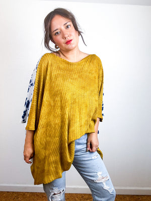 Oversize Flip Sweater Amber Indigo Splatter