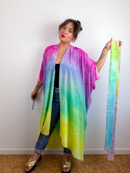 Hand-Dyed High Low Kimono Funfetti