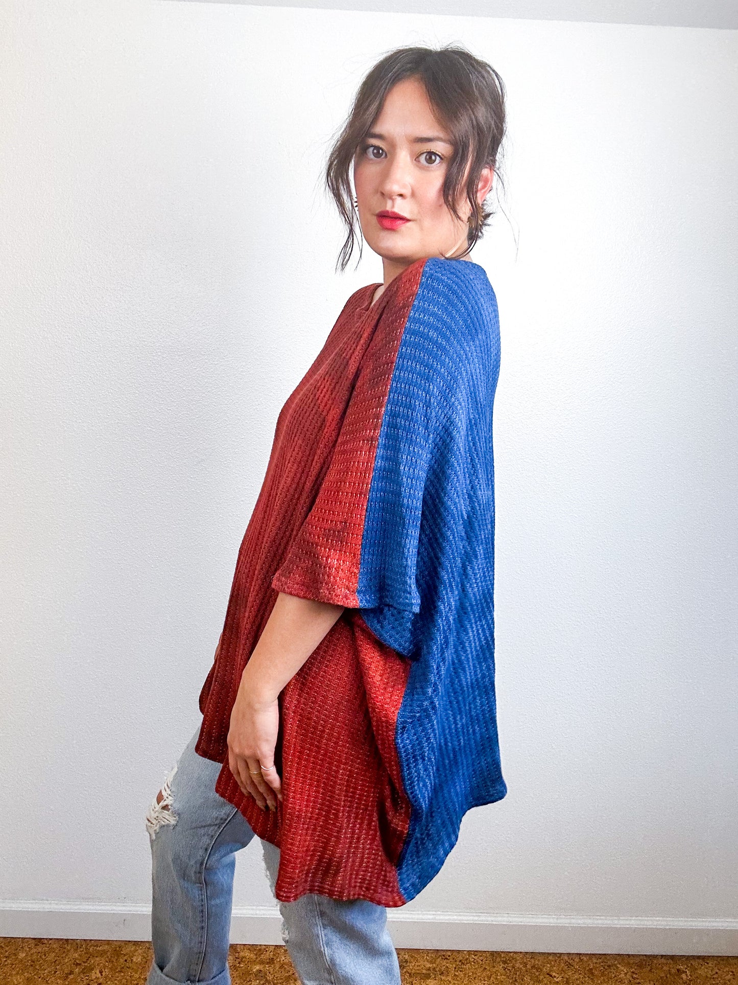 Oversized Flip Sweater Terracotta Indigo