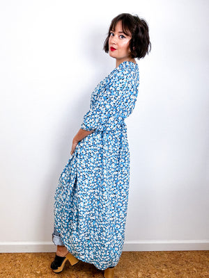 Print High Low Kimono Turquoise Mini Daisy Challis