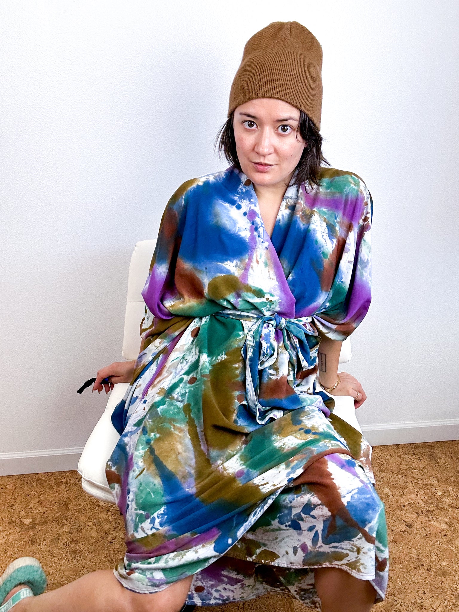 Hand-Dyed High Low Kimono Watercolor Rabanal