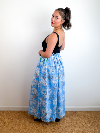 THE SKIRT Turquoise Floral Mesh Lace