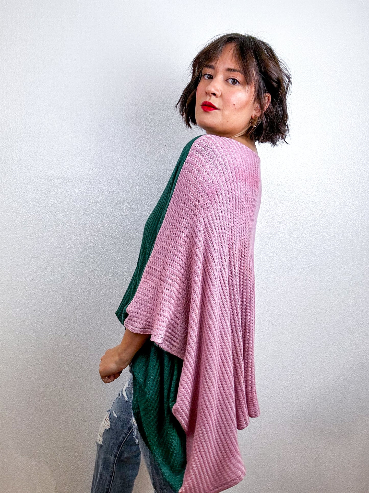 Oversize Flip Sweater Forest Powder Pink