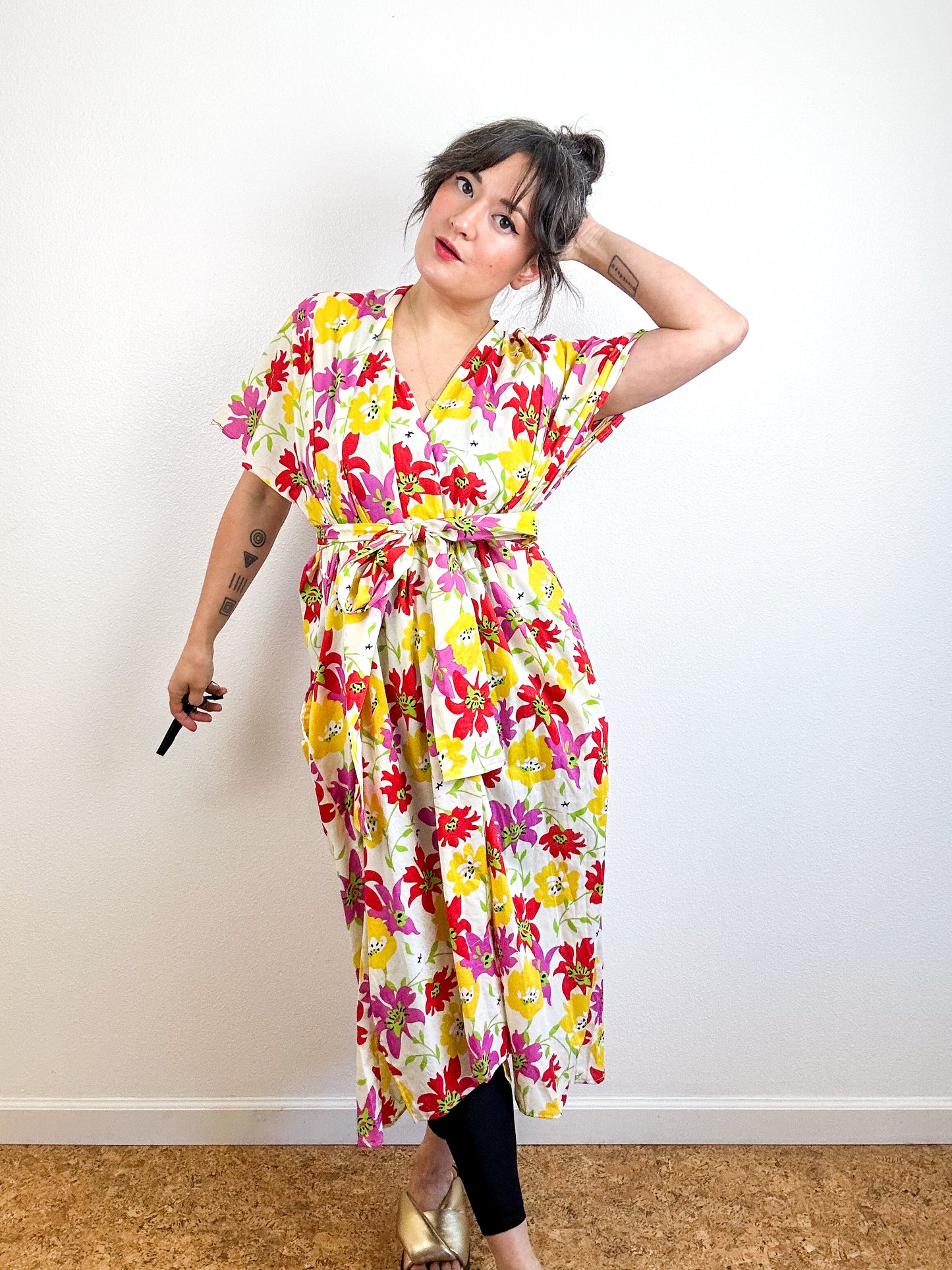 Print Duster Kimono Ivory Lily Cotton Lawn