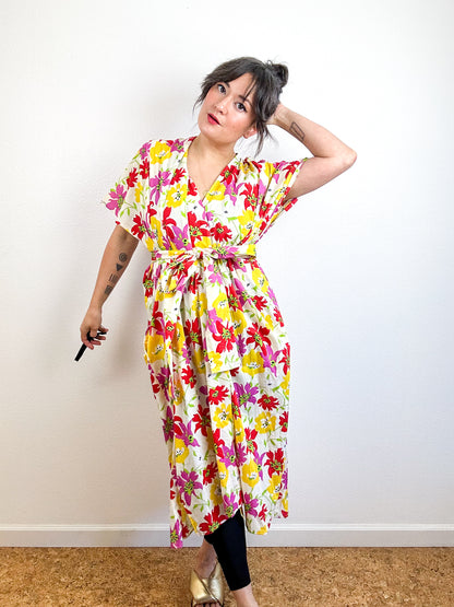 Print Duster Kimono Ivory Lily Cotton Lawn