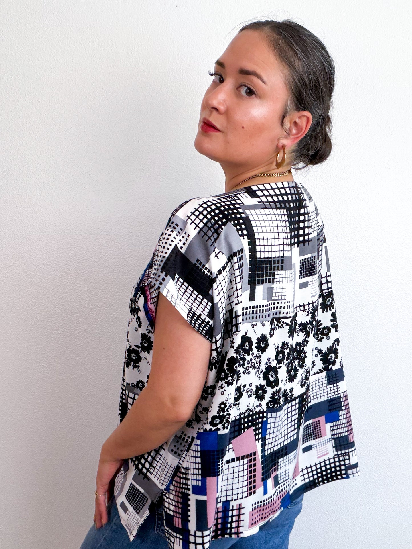 Scrappy Crop Geo Floral Print Challis