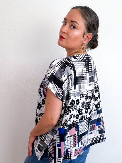 Scrappy Crop Geo Floral Print Challis