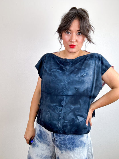 Hand-Dyed Bamboo Flip Crop Black Tie Watercolor