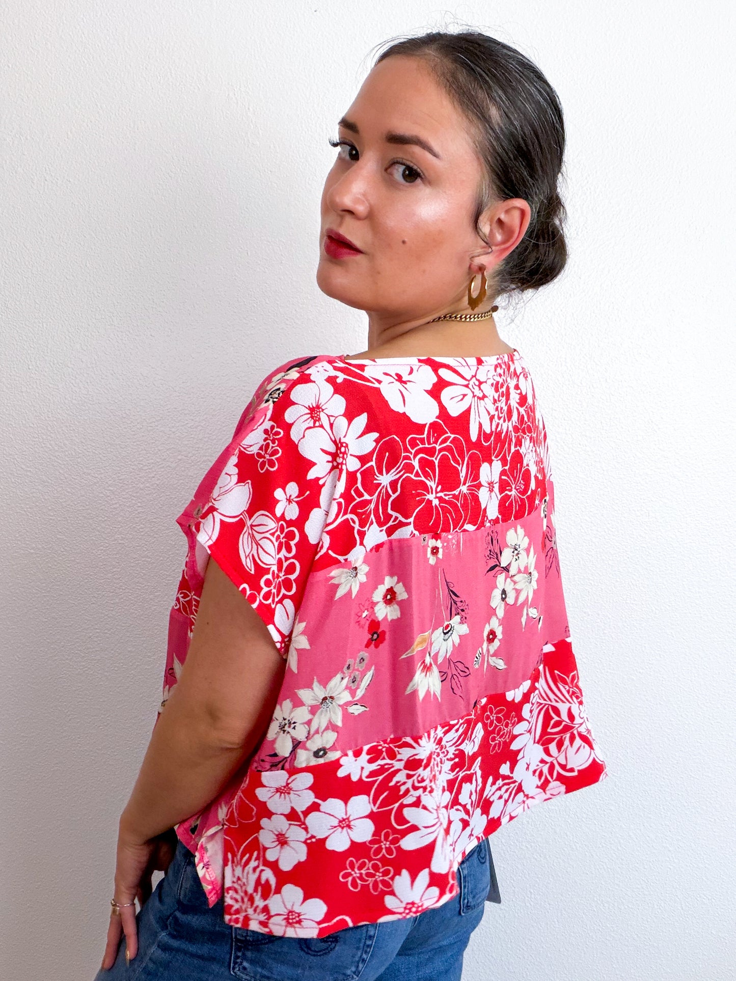 Scrappy Crop Pink Red Floral