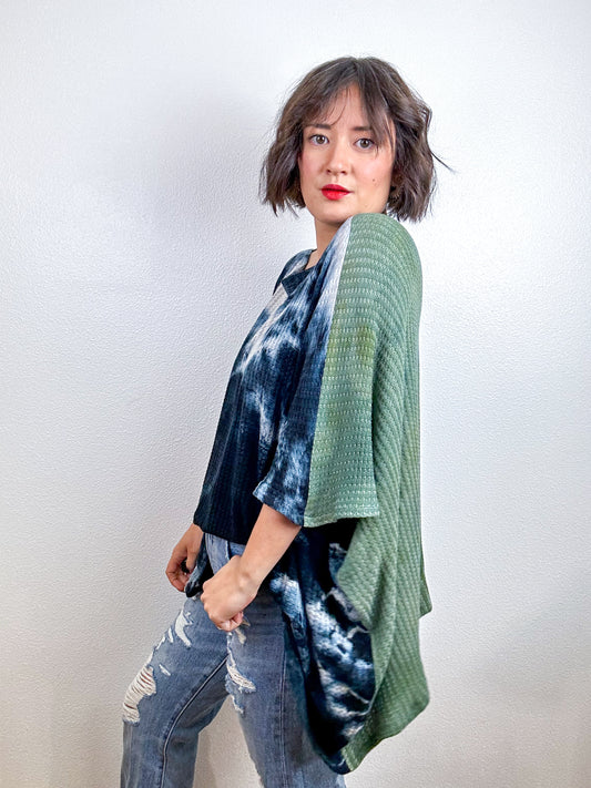 Oversize Flip Sweater Sage Black Tie