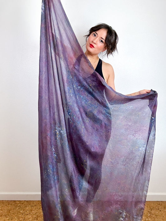 Hand-Dyed Silk Scarf Deconstructed Plum