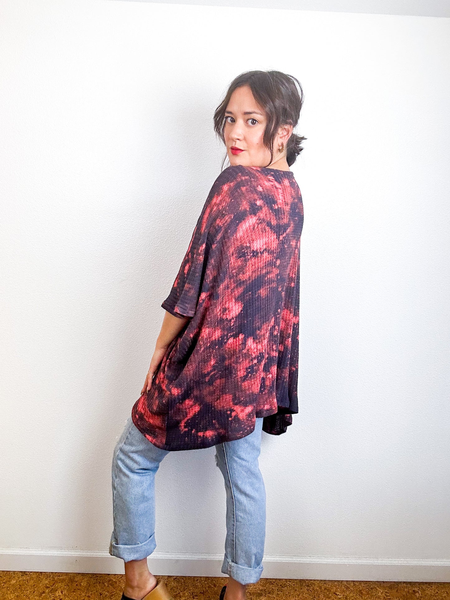 Oversize Flip Sweater Navy Peach Speckle