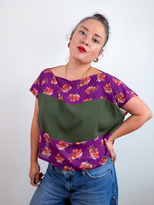 Scrappy Crop Magenta Floral