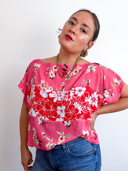 Scrappy Crop Pink Red Floral