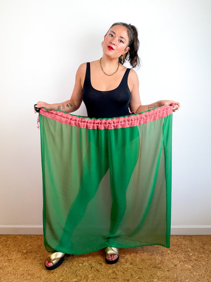 THE SKIRT Coral Green Reversible Chiffon