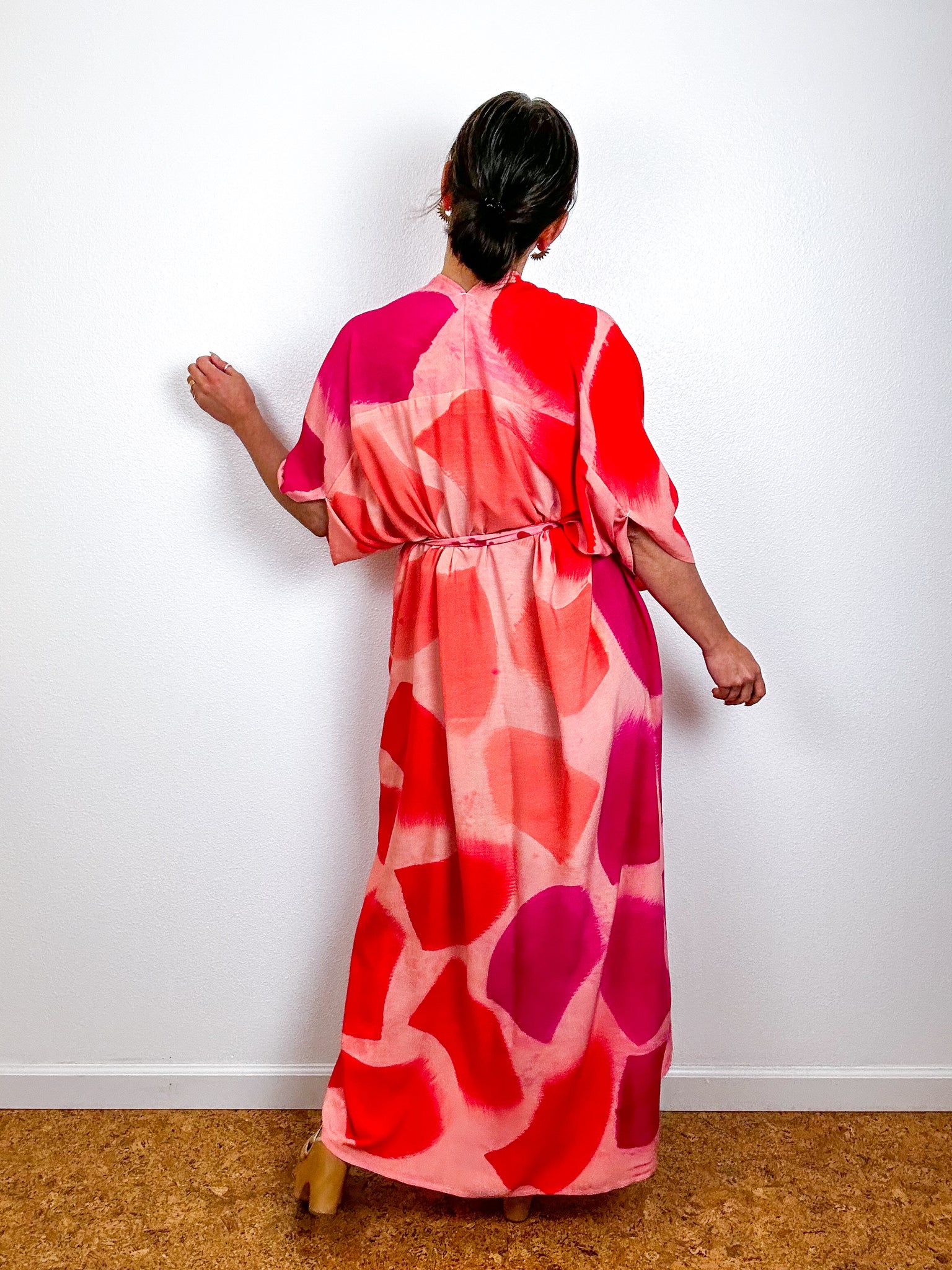 Hand-Dyed High Low Kimono OOAK Peach 2