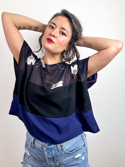 Scrappy Crop Navy Black Floral