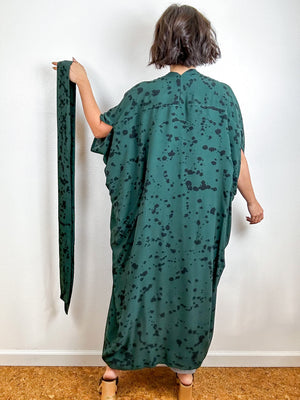 Hand-Dyed High Low Kimono Forest Black Speckle