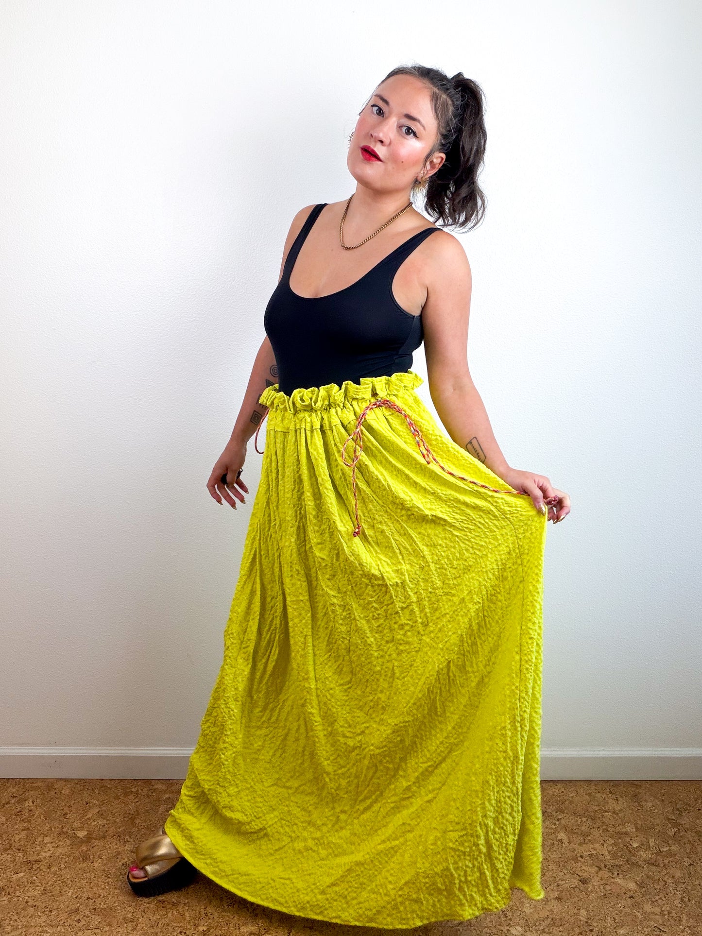 THE SKIRT Neon Yellow Bubble Cotton