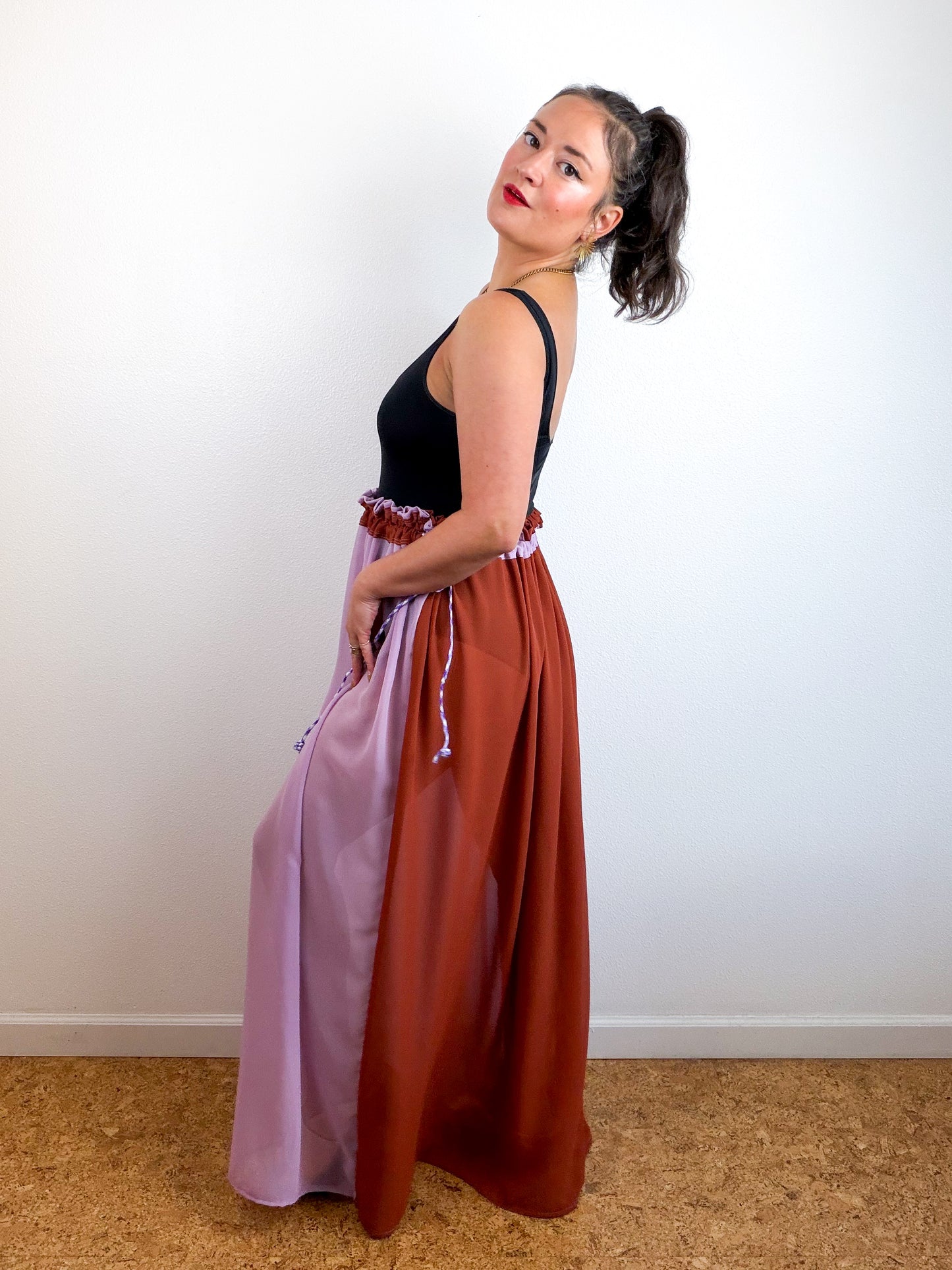 THE SKIRT Rust Lavender Reversible Chiffon