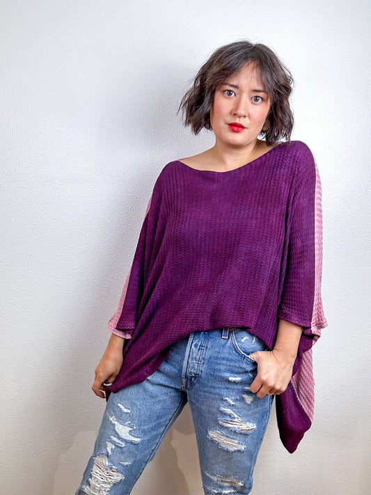 Oversize Flip Sweater Maroon Powder Pink