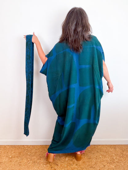 Hand-Dyed High Low Kimono Teal Forest Arc