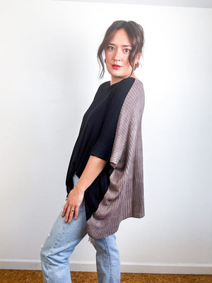 Oversize Flip Sweater Black Taupe