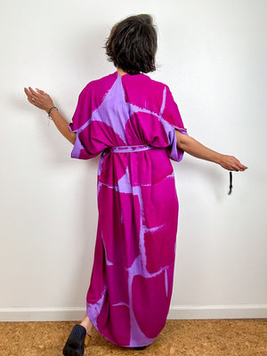 Hand-Dyed High Low Kimono Lilac Amethyst Arc