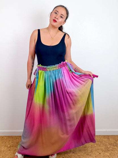 THE SKIRT Fuchsia Chartreuse Blue Hand-Dyed