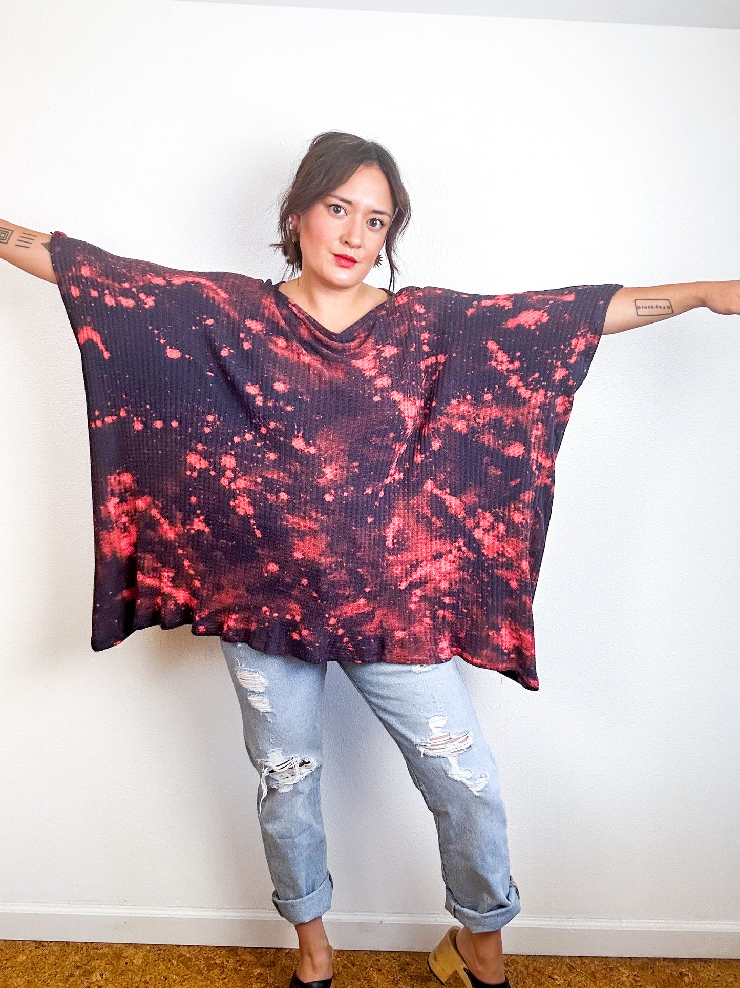 Oversize Flip Sweater Navy Peach Speckle