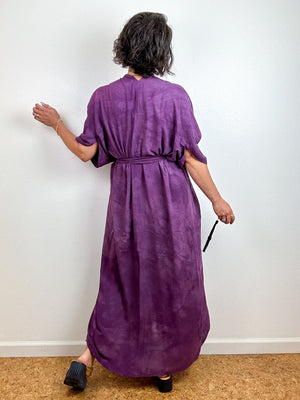 Hand-dyed High Low Kimono Plum