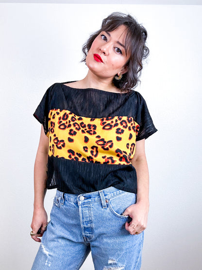 Scrappy Crop Black Leopard Print