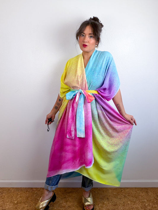 Hand-Dyed High Low Kimono Funfetti B