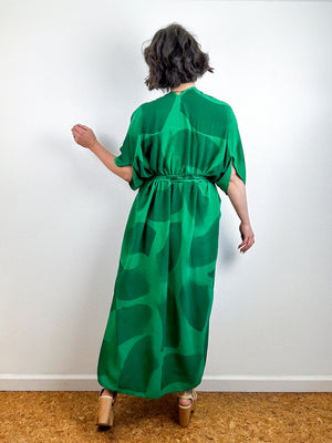 Hand-Dyed High Low Kimono Kelly Green Brush