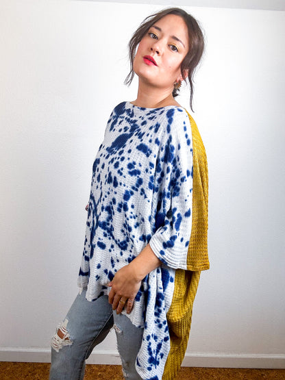 Oversize Flip Sweater Amber Indigo Splatter