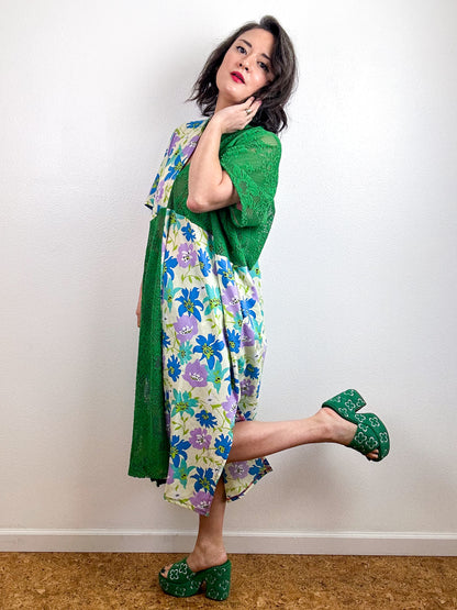Color Block Midi Caftan Dress Green Lace Blue Floral Tuesday Shop Color Block Midi Caftan Dress Green Lace Blue Floral Tuesday Shop